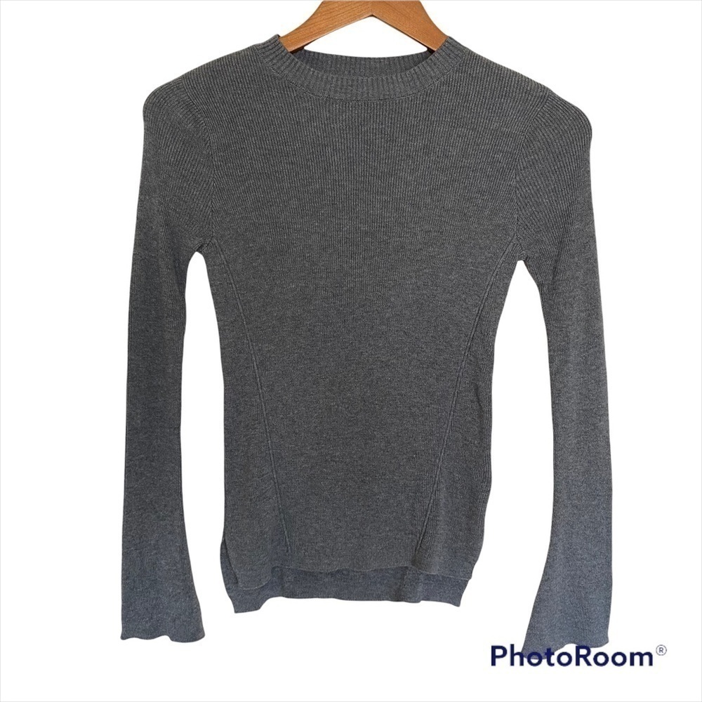 WhoWhatWear Gray Ribbed Sweater, Size X Small
